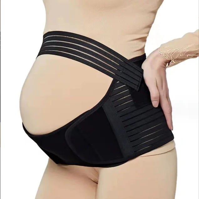 Black Polyester Prenatal Support Belly Belt for Pregnancy