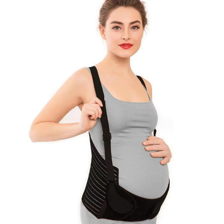 Black Polyester Prenatal Support Belly Belt for Pregnancy